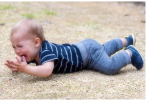toddler falls down